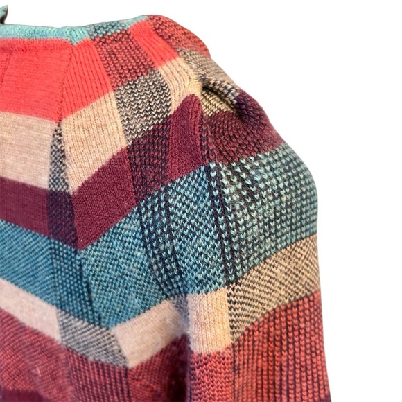 Anthopologie HWR Monogram Wool Blend Red Plaid Swing Cardigan Zip size Small - Picture 7 of 13